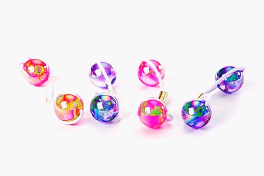 Close-up of a group of multi-colored hair clips