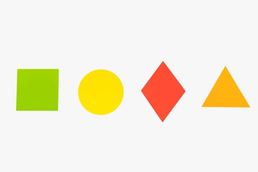 Close-up of four different geometric shapes
