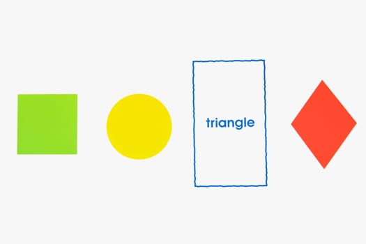 Close-up of four different geometric shapes