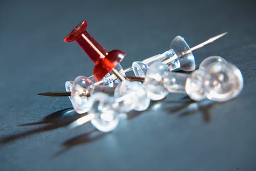 Close-up of thumbtacks