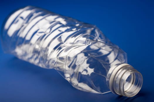 Close-up of a crushed plastic bottle