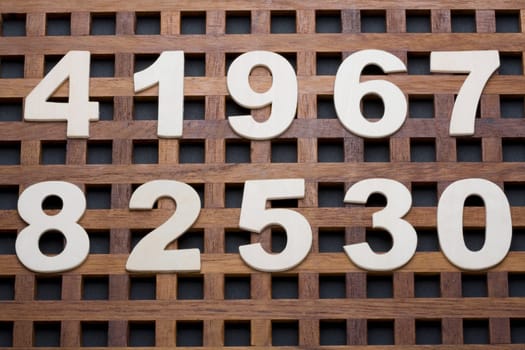 Close-up of numbers on a wood structure