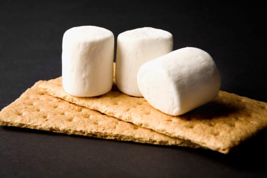 Close-up of marshmallows on crackers