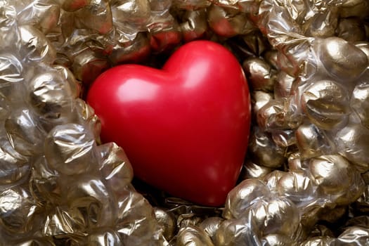 High angle view of a heart in a package