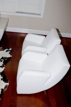 High angle view of armchairs in a living room