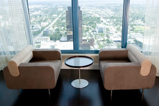 Two armchairs in a hotel