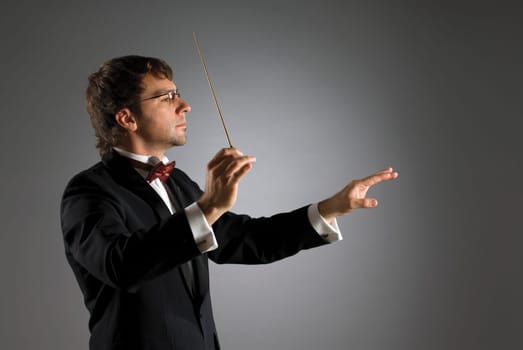 Close-up of a musician holding a conductorŽs baton