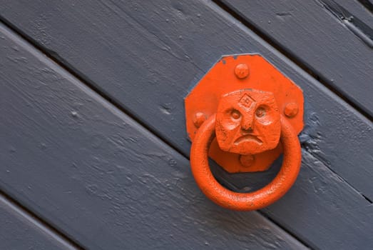 Close-up of a metal doorknocker