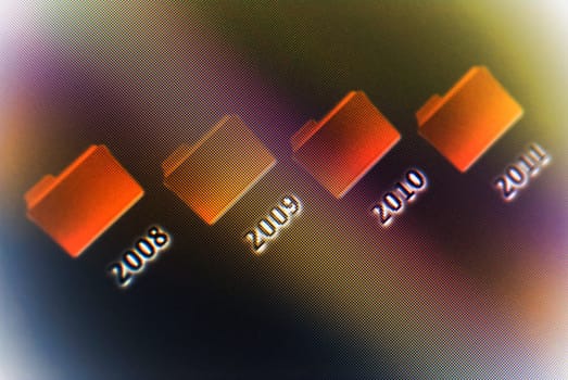 Close_up of computer icons on a visual screen