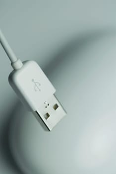 Close_up of USB cable with a computer mouse