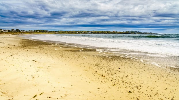 Scenic view of coastline at Crescent Beach State Park in Cape Elizabeth, Maine