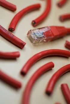 Close_up of pieces of a computer cable