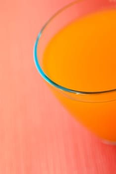 High angle view of orange juice in a glass
