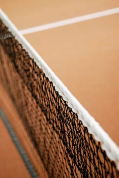 High angle view of a tennis net