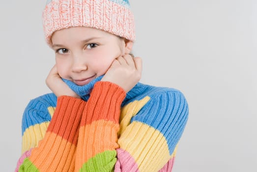 Close_up of a girl wearing a knit hat