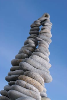 Low angle view of stacks of pebbles