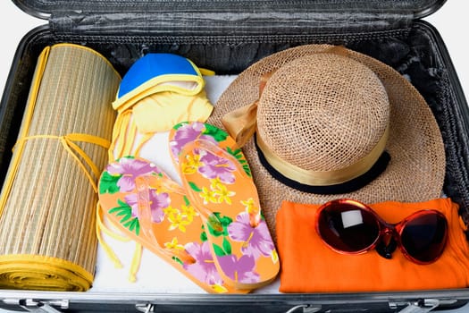 Close-up of an open suitcase