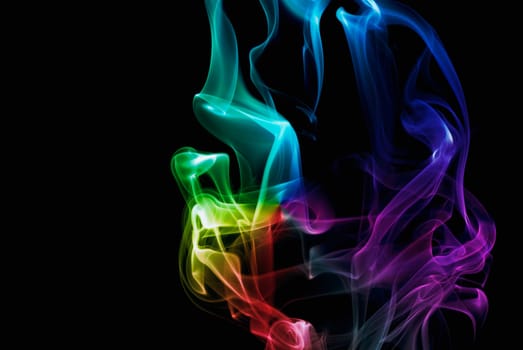 Close_up of multi_colored smoke