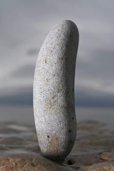 Close_up of a pebble on a rock surface