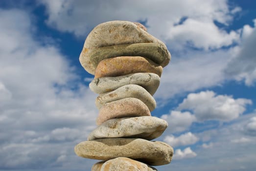 Low angle view of a stack of stones