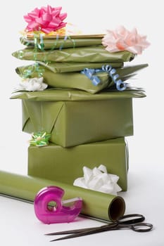 Close-up of a stack of gifts
