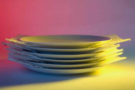 Close-up of a stack of plates
