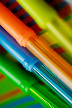 Close-up of colored pens