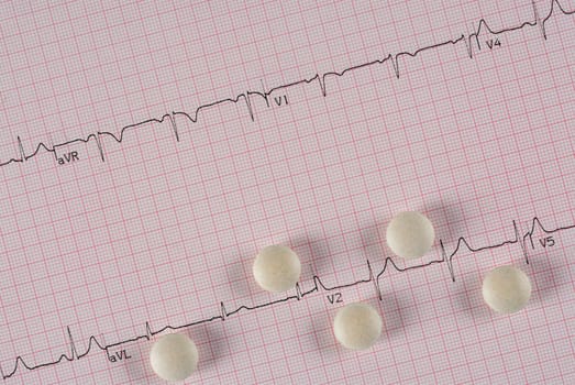 Close_up of pills on a medical report