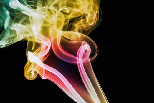Close_up of multi_colored smoke