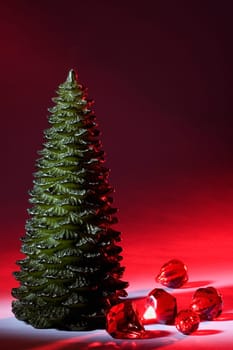 Close-up of a Christmas tree with Christmas ornaments