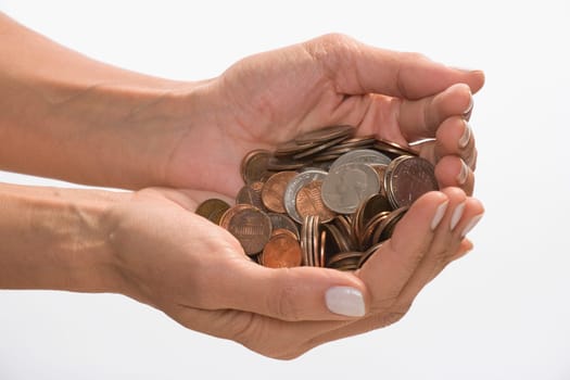 Coins in a personŽs hands cupped