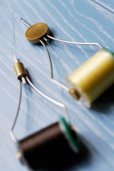 Close-up of two bobbin holders