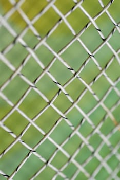 Close-up of the guts of a tennis racket