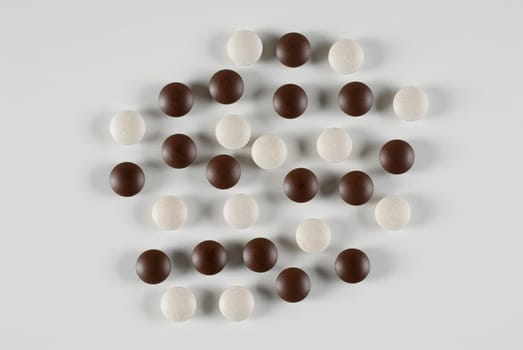 High angle view of pills