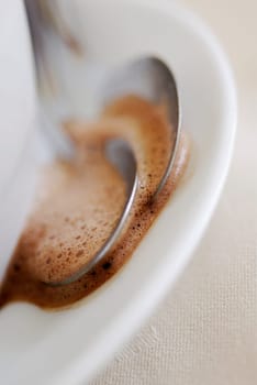 Close-up of a teaspoon on a saucer