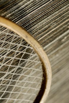 Close-up of a tennis racket
