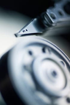 Close-up of computer hard drive
