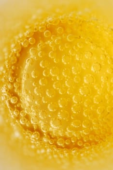 Close-up of bubbles in soda