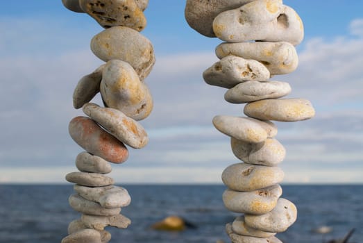 Close_up of stacks of rocks
