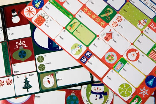 Close-up of mailing labels