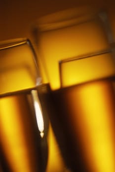 Close-up of champagne in champagne flutes