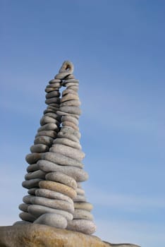 Low angle view of stacks of pebbles