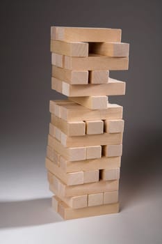 Close-up of a stack of wooden blocks