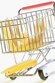 Close_up of corns in a shopping cart