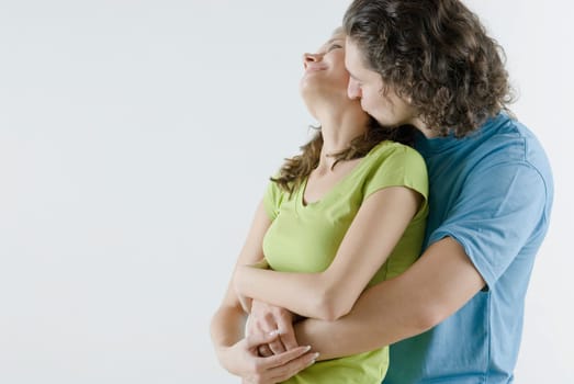 Close_up of a young couple romancing
