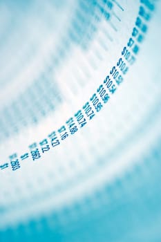 Close-up of financial figures on a page
