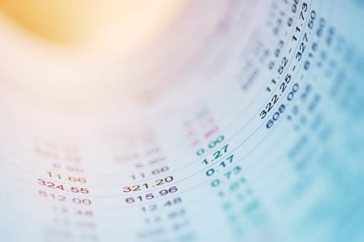 Close-up of financial figures on paper
