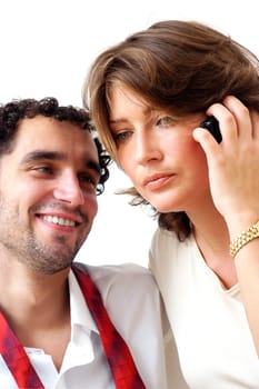 Close-up of a young woman talking on a mobile phone