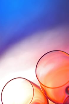High angle view of two wineglasses