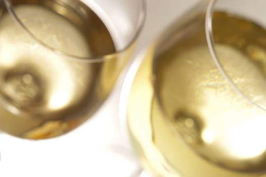 High angle view of two glasses of wine